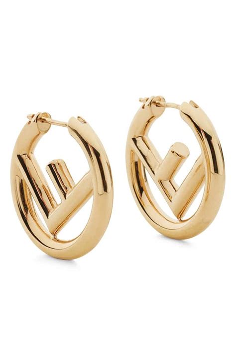 f is fendi earring|Fendi logo hoop earrings.